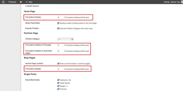 Pinboard Grid Posts Options