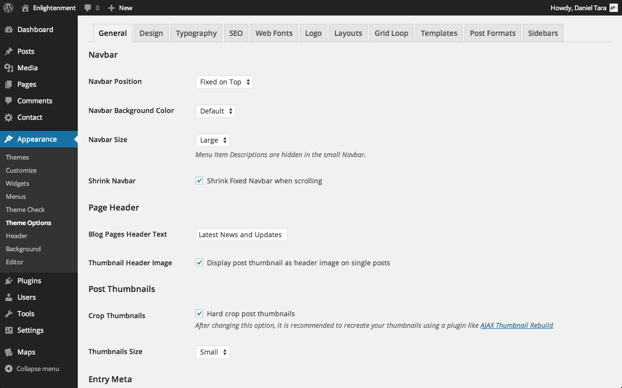 Enlightenment Documentation: General Theme Customizations by One Designs